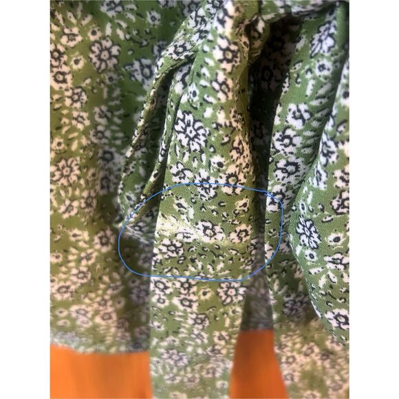 Max Studio Ruffle Sleeve Tie Waist Green Floral Blouse READ NWT Size XL (5942) - Picture 7 of 10